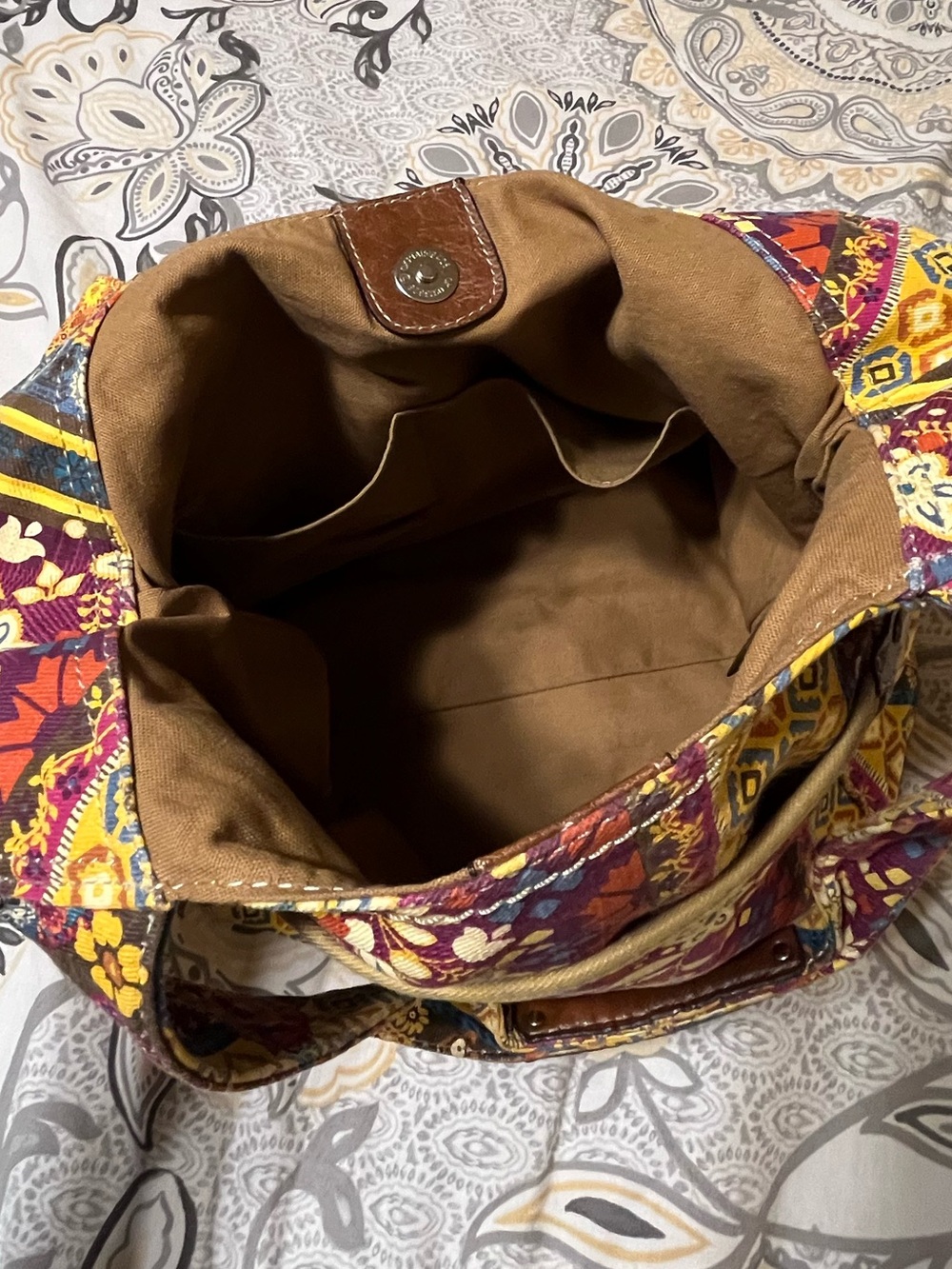 FOSSIL Long Live Vintage Paisley/Floral Canvas Shoulder Bag - Picture 10 of 16